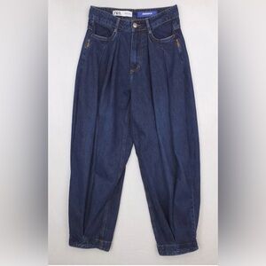 Zara x Adererror Jeans Sz 4 Dark Wash Pleated Tapered High-Rise Barrel Leg EUC!